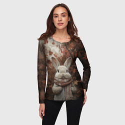 Лонгслив женский Зайчишка в шарфе, цвет: 3D-принт — фото 2
