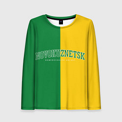 Лонгслив женский Новокузнецк, зелёно-жёлтый, цвет: 3D-принт