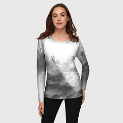 Лонгслив женский Абстракция серые волны, цвет: 3D-принт — фото 2