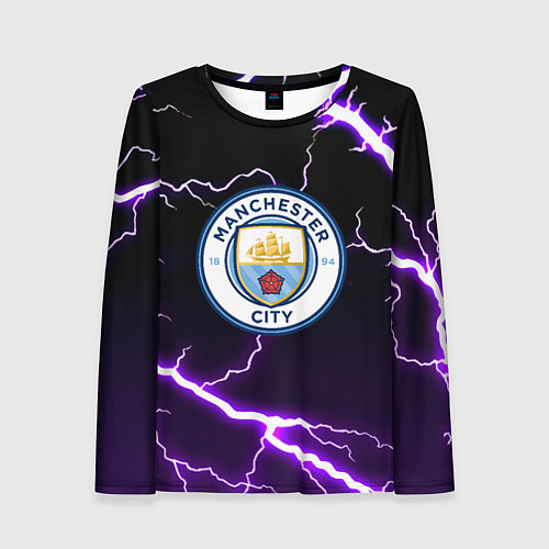 Женский лонгслив Манчестер молнии шторм неон / 3D-принт – фото 1