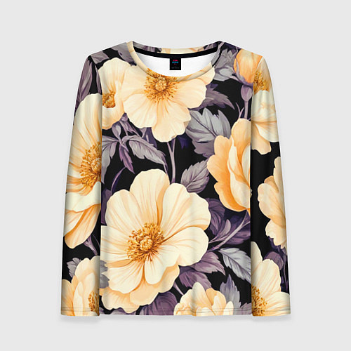 Женский лонгслив Крупные жёлтые цветы / 3D-принт – фото 1