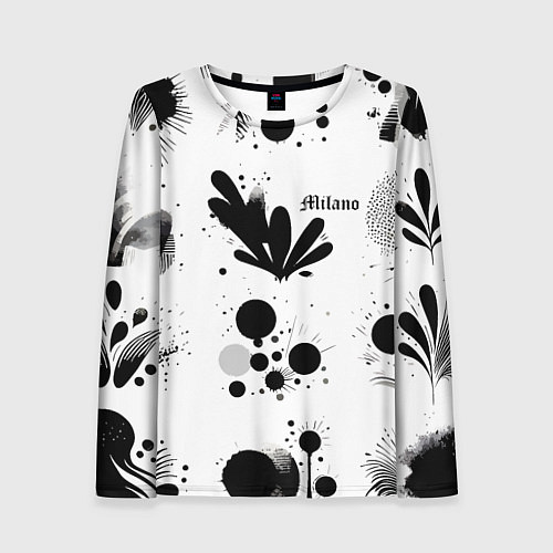 Женский лонгслив Растительный паттерн и кляксы - Милан / 3D-принт – фото 1