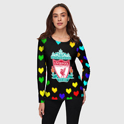 Лонгслив женский Ливерпуль пиксельные сердца, цвет: 3D-принт — фото 2