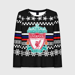 Лонгслив женский Ливерпуль текстура триколор зима, цвет: 3D-принт