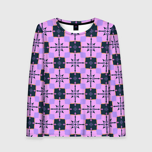Женский лонгслив Квадраты с цветочными перекрестиями / 3D-принт – фото 1