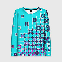Женский лонгслив Геометрическая метаморфоза на бирюзе