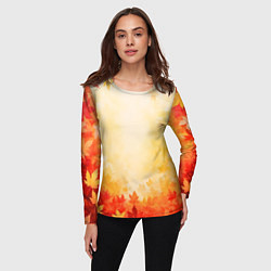 Лонгслив женский Жёлто-красный осенний, цвет: 3D-принт — фото 2