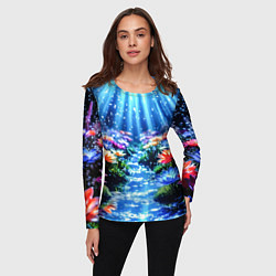 Лонгслив женский Цветы на глубине освещённые лучами, цвет: 3D-принт — фото 2