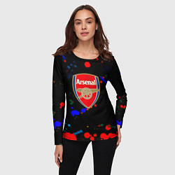 Лонгслив женский Arsenal неоновые брызги красок, цвет: 3D-принт — фото 2