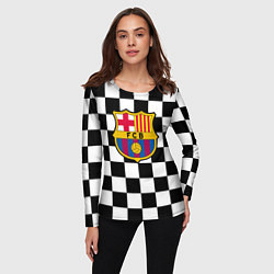 Лонгслив женский Barcelona клетка, цвет: 3D-принт — фото 2