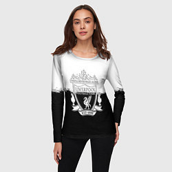 Лонгслив женский Liverpool краски черно белые, цвет: 3D-принт — фото 2