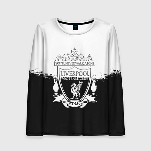 Женский лонгслив Liverpool краски черно белые / 3D-принт – фото 1