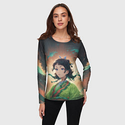 Лонгслив женский Маомао на фоне облаков, цвет: 3D-принт — фото 2