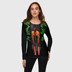 Лонгслив женский Дэндзи с черепами Человек бензопила, цвет: 3D-принт — фото 2