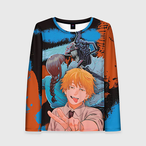 Женский лонгслив Дэндзи и Макима из Человек бензопила / 3D-принт – фото 1