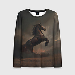 Лонгслив женский Лошадь встает на дыбы, цвет: 3D-принт