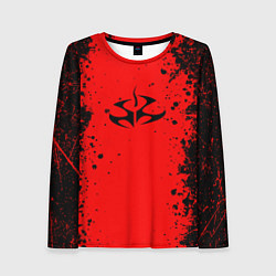 Женский лонгслив Эмблема hitman на красном фоне