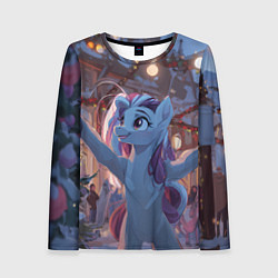 Женский лонгслив Лошадка наслаждается новым годом