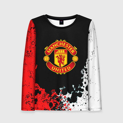 Женский лонгслив Манчестер Юнайтед краски абстрактные / 3D-принт – фото 1
