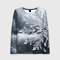Женский лонгслив Снежинка на черно белое