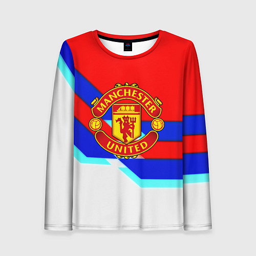 Женский лонгслив Манчестер Юнайтед полосы геометрия / 3D-принт – фото 1