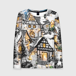 Лонгслив женский Объемные новогодние дома, цвет: 3D-принт