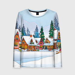 Женский лонгслив Новогодник дворик