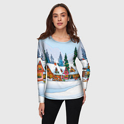 Лонгслив женский Новогодник дворик, цвет: 3D-принт — фото 2
