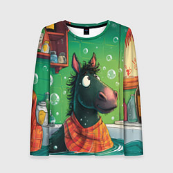 Женский лонгслив Лошадь моется в ванной