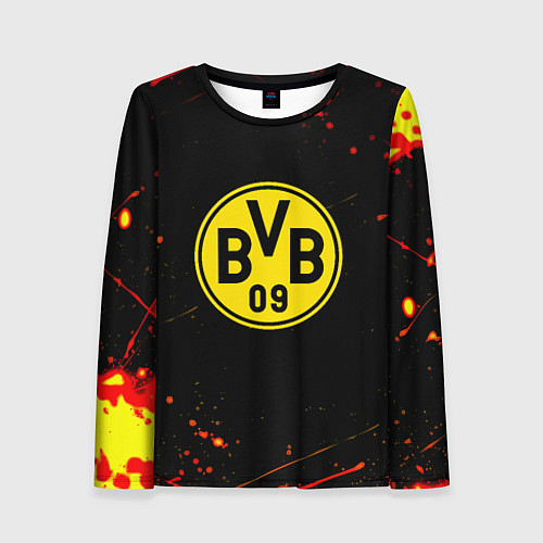 Женский лонгслив Боруссиа огненные краски текстура / 3D-принт – фото 1