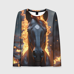 Женский лонгслив Лошадь с огнем