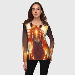 Лонгслив женский Огненная лошадь в свечении, цвет: 3D-принт — фото 2