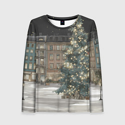 Женский лонгслив Елка во дворе