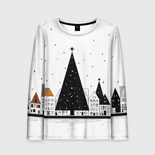 Женский лонгслив Новый год - минимализм / 3D-принт – фото 1