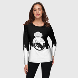 Лонгслив женский Реал Мадрид огонь белый, цвет: 3D-принт — фото 2