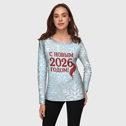 Лонгслив женский С Новым 2026 годом - хвост лошади, цвет: 3D-принт — фото 2