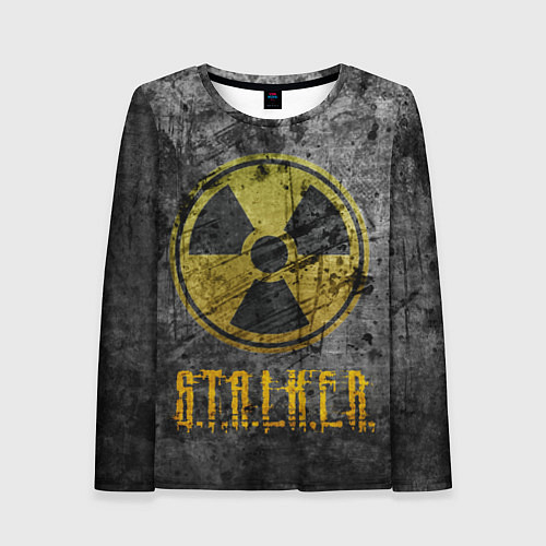 Женский лонгслив Сталкер - знак на сером / 3D-принт – фото 1