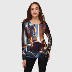 Лонгслив женский Лошадка с книгой, цвет: 3D-принт — фото 2