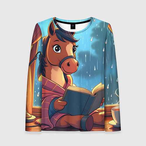 Женский лонгслив Лошадка уютным вечером / 3D-принт – фото 1