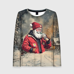 Женский лонгслив Санта с капучино