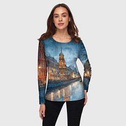 Лонгслив женский Санкт-Петербург зимний город, цвет: 3D-принт — фото 2