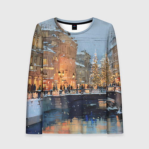 Женский лонгслив Снежный вечер в Питере / 3D-принт – фото 1