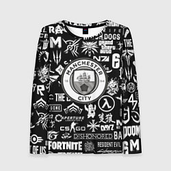 Женский лонгслив Манчестер сити логотипы игр