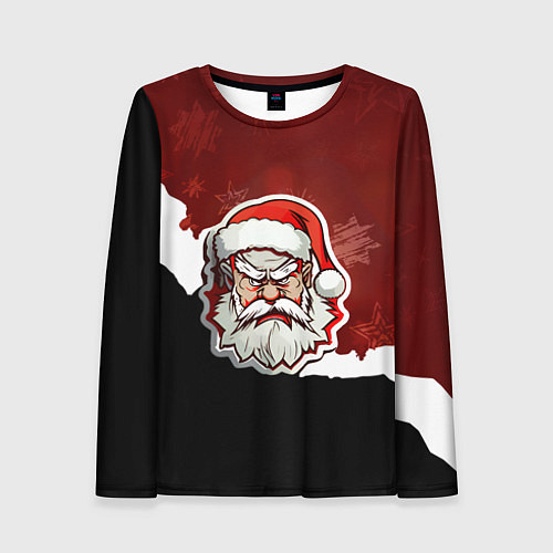 Женский лонгслив Злой дед мороз красный и черный / 3D-принт – фото 1