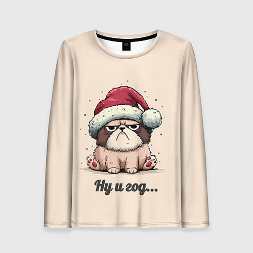 Женский лонгслив Уставший песик - ну и год / 3D-принт – фото 1