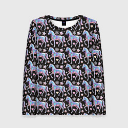 Лонгслив женский Новогодние лошади y2k, цвет: 3D-принт