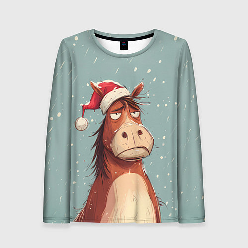 Женский лонгслив Недовольная лошадка / 3D-принт – фото 1