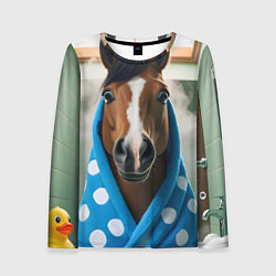 Женский лонгслив Лошадь в ванной