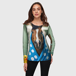 Лонгслив женский Лошадь в ванной, цвет: 3D-принт — фото 2