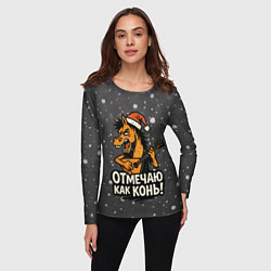 Лонгслив женский Отмечаю как нонь - Новый год, цвет: 3D-принт — фото 2